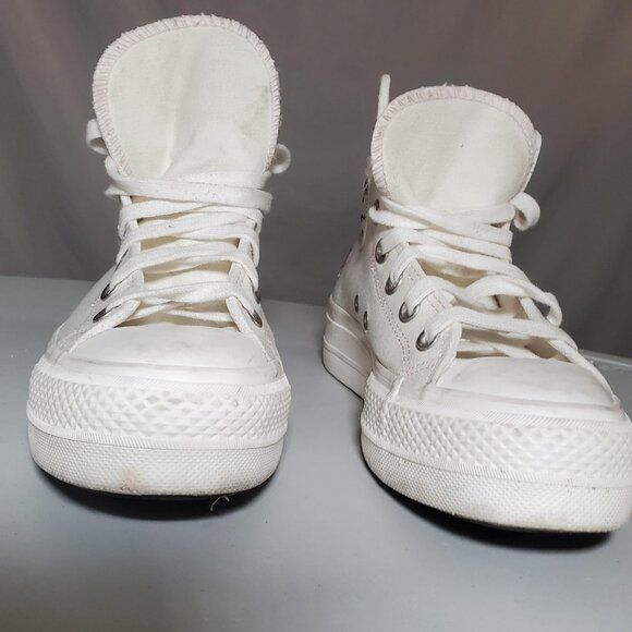 Converse Return to Festival Floral Embroidered White Platform Hi-Tops -Sz 7 - Picture 14 of 16